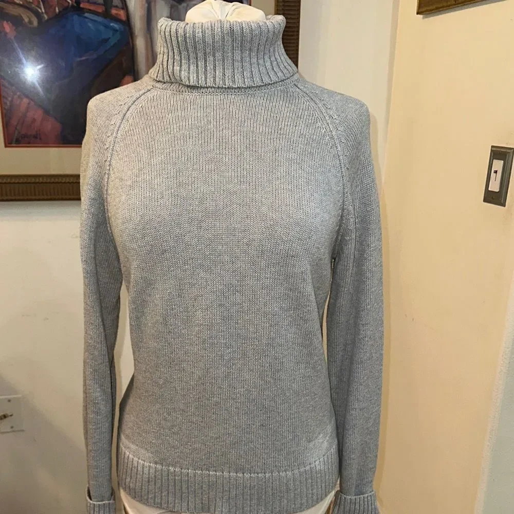 Pria Gray Cotton Turtleneck Sweater Size Medium